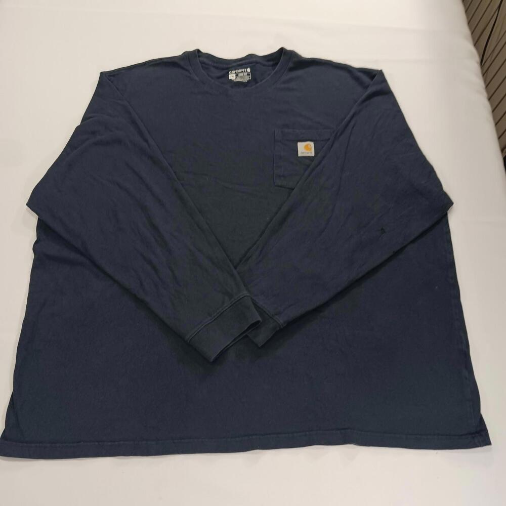 Carhartt K126 NVY Men's Blue Long Sleeve Pocket Workwear Cotton T-Shirt Size 3XL